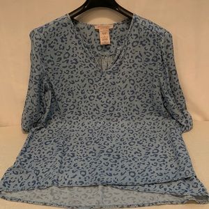 Philosophy Blue cheetah print three-quarter length sleeve blouse size large